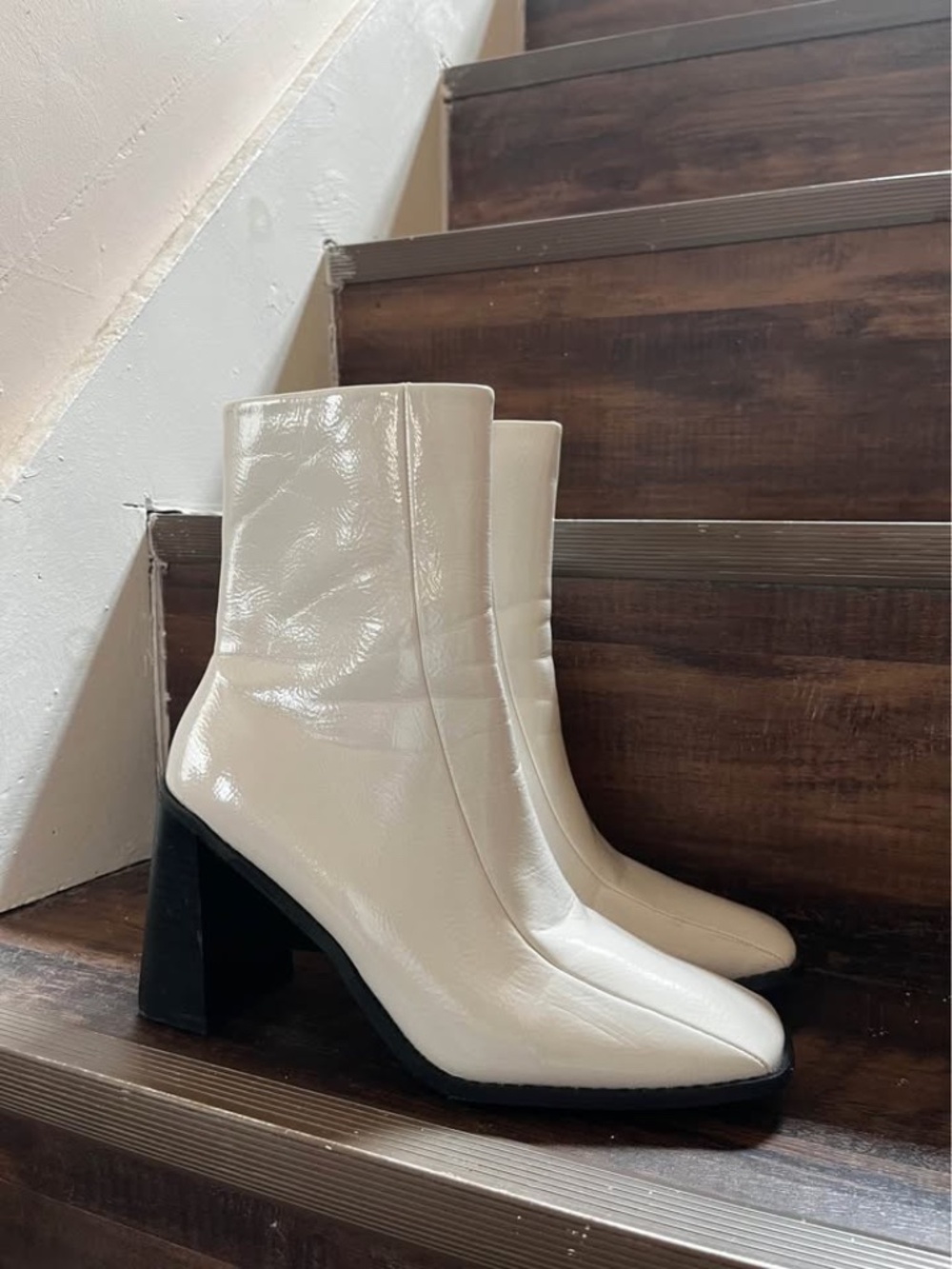 White Heeled Boots, 3" heel